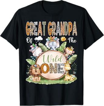 Great Grandpa Of The Wild One Safari Tribal Animal 1St Bday T-Shirt