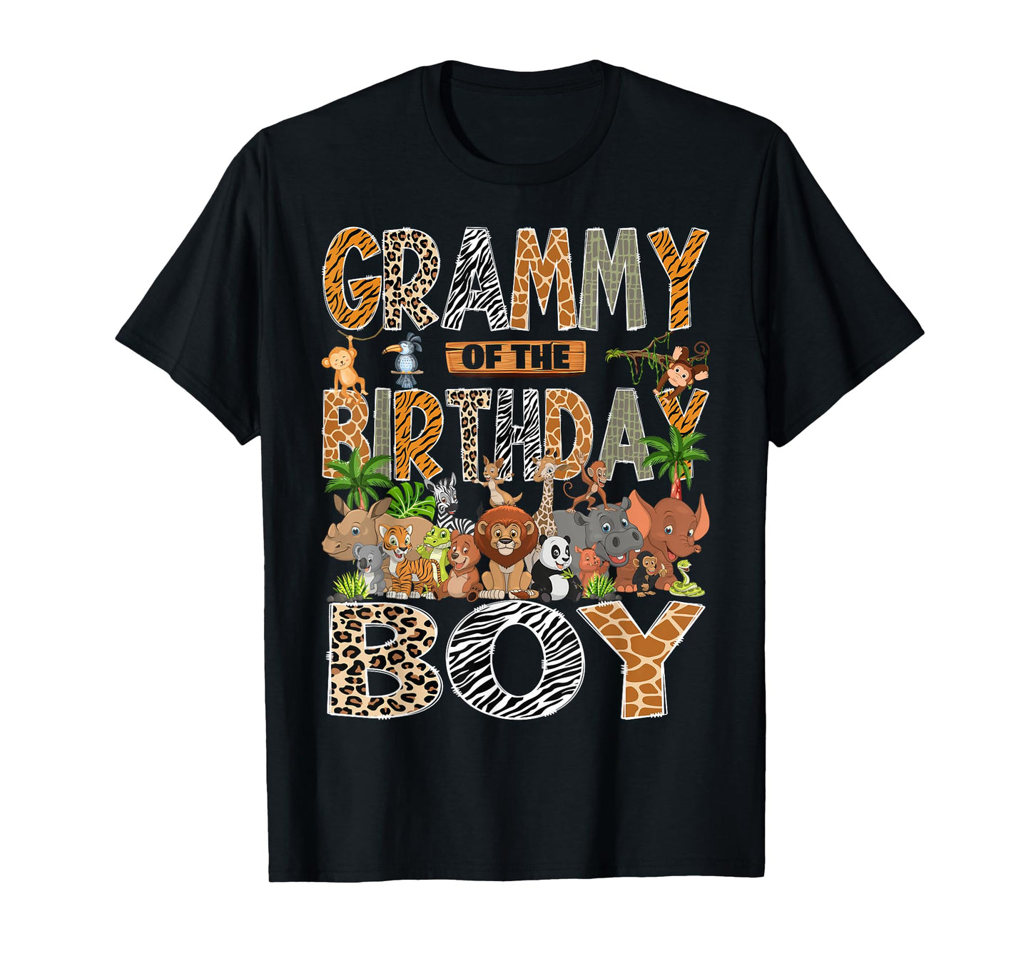 Grammy of The Birthday Boy Safari Zoo Jungle Animals Lover T-Shirt