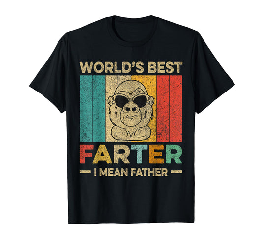 Worlds Best Farter I Mean Father Mens Fathers Day Monkey Dad T-Shirt