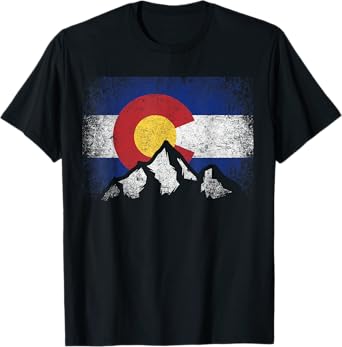 Colorado Flag Mountain Ski Winter Gift Hiker Hiking Camping T-Shirt
