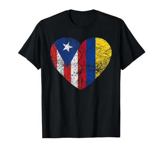 Colombian Puerto Rican Flags Heart | Puerto Rico Colombia T-Shirt