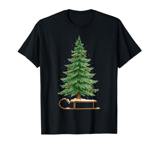 Funny Christmas Sleigh Christmas Tree 2025 Family Matching T-Shirt