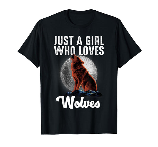 Cute Wolf Art for Women Girls Howling Wolves Wolf Lover T-Shirt