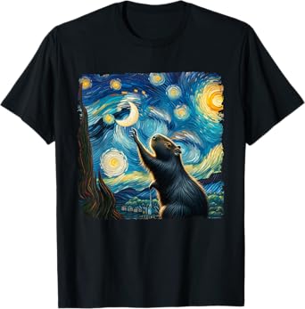 Classic Capybara Starry Night Distressed Capybaras Van Gogh T-Shirt