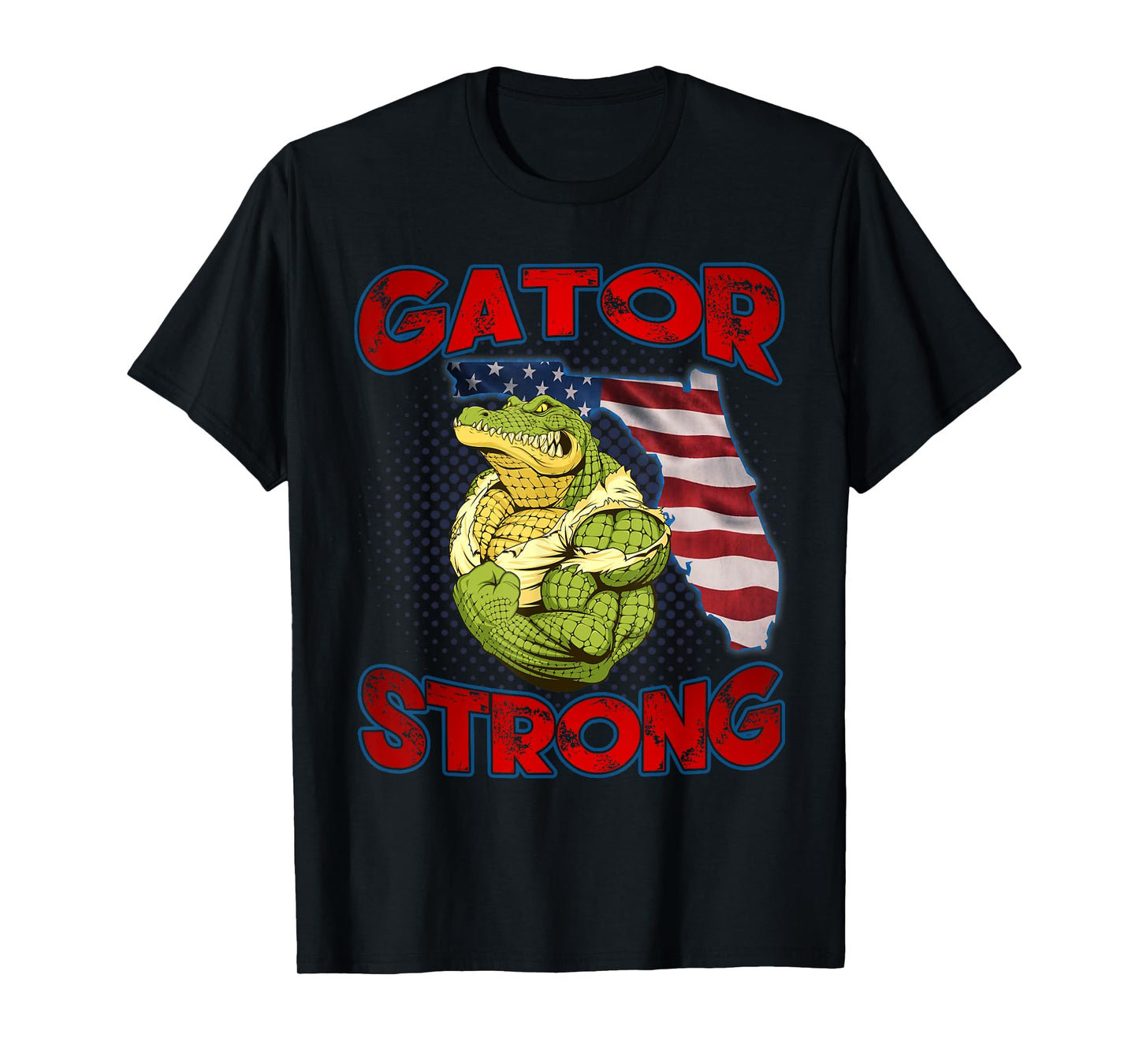 Gator Strong Florida State Gator American Flag Florida Map Women Kids Men T-Shirt