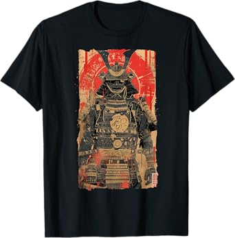The Art of Print by MCMA - Digitally Enhanced Art Japanese Art Samurai Vintage Fighter Retro Design T-Shirt, Small, Black