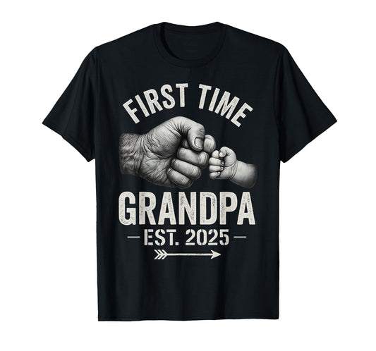 First Time Grandpa Est 2025 Fist Bump New Dad Father's Day T-Shirt
