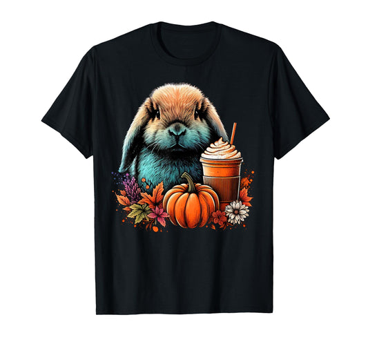 Holland Lop Rabbit Pumpkin Spice Latte Lovers Bunny Autumn T-Shirt