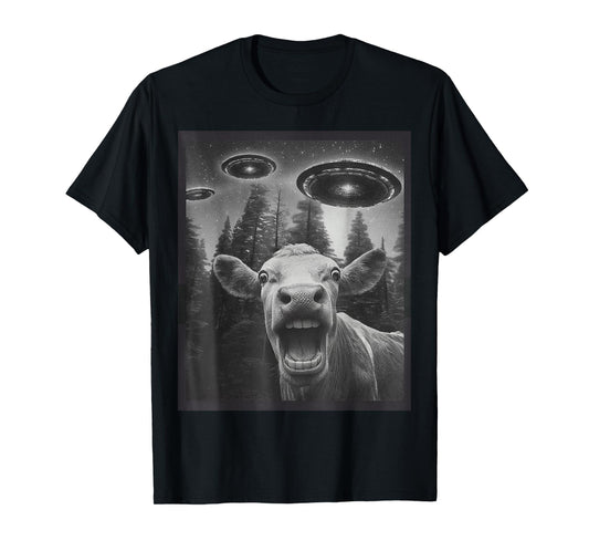 Funny Cow Selfie Alien UFO Gifts for Men Women Teen Boy Kid T-Shirt