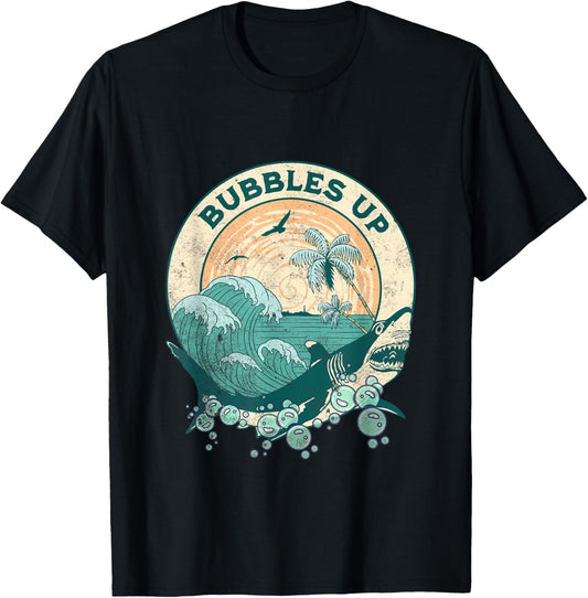 Cool Vintage Bubbles Up Shark For Men Women And Kids T-Shirt