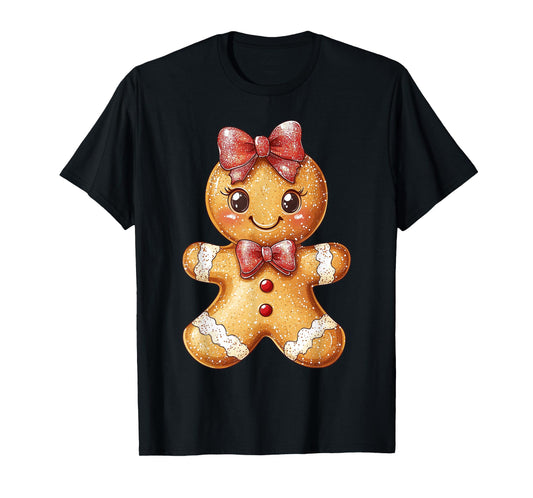 Coquette Bow Christmas Girly Gingerbread Cookie Baking Kids T-Shirt