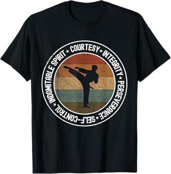 5 Tenet of Taekwondo Vintage Taekwondo Kicking outfit T-Shirt
