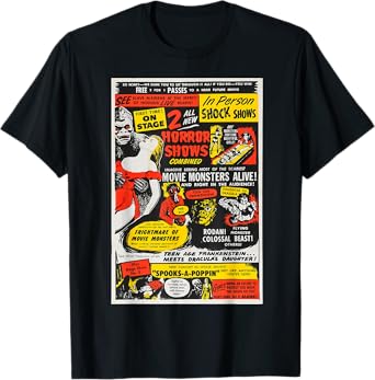 Vintage Horror Movie Poster Dracula Frankenstein Monster T-Shirt