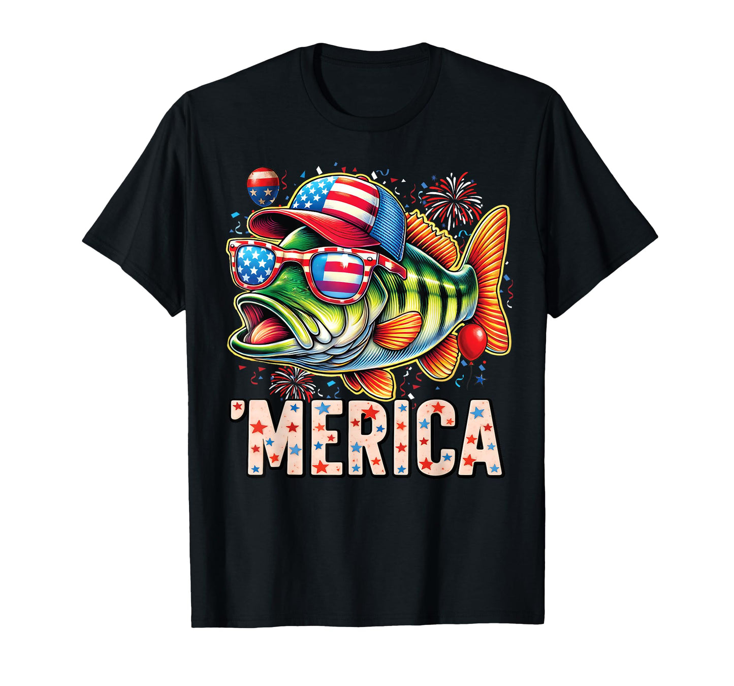 American Flag Fishing Lovers Fisherman Funny Fishing USA T-Shirt