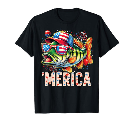 American Flag Fishing Lovers Fisherman Funny Fishing USA T-Shirt