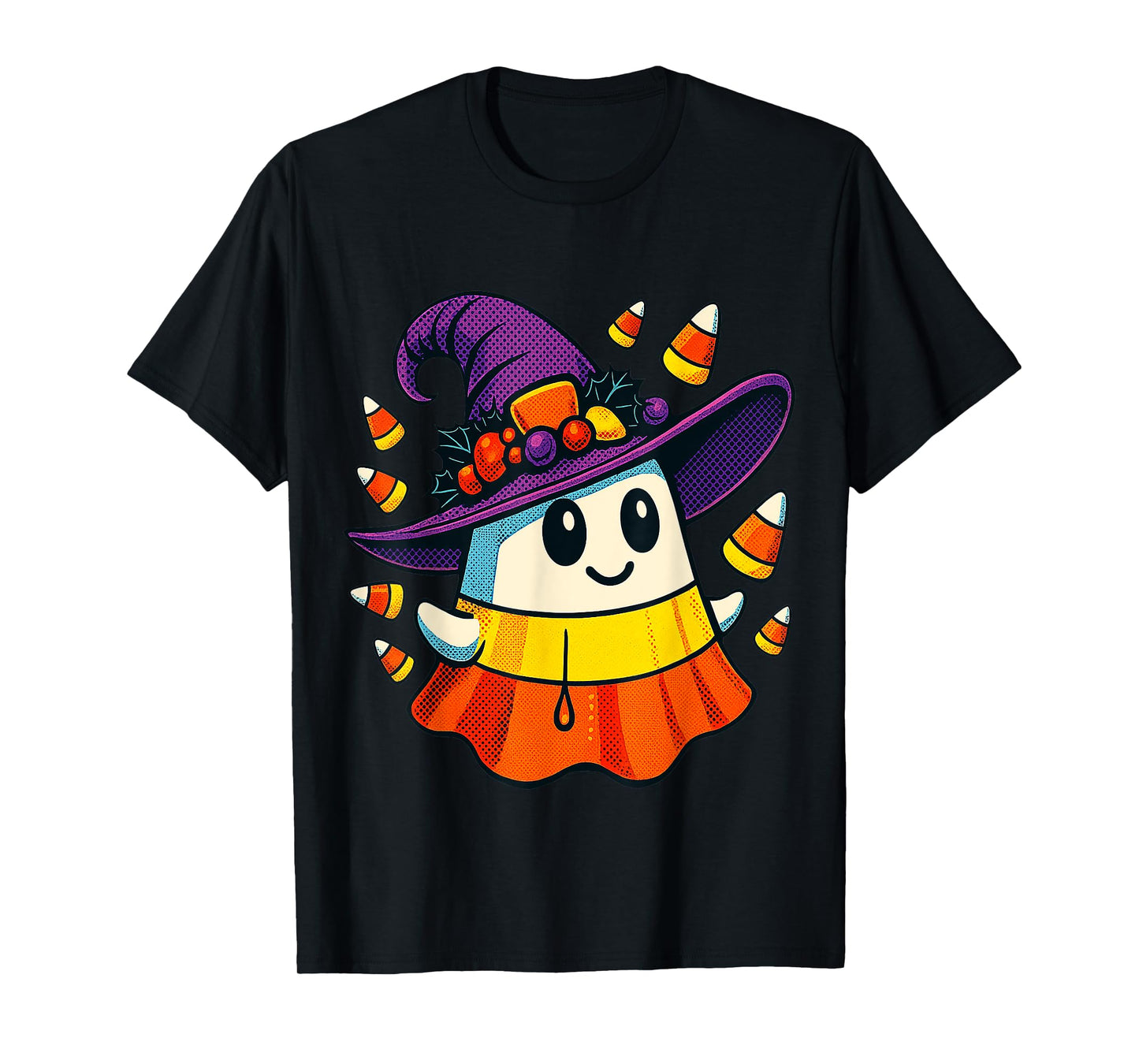 Halloween Ghost Candy Corn Witch Hat Trick Or Treat Kid Boy T-Shirt