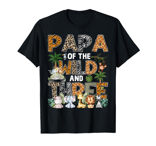 Papa Of The Wild Three Zoo 3Rd Birthday Safari Jungle T-Shirt