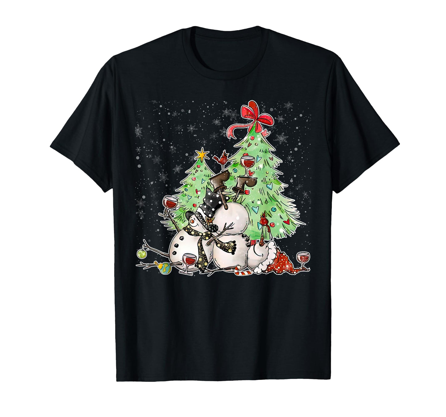Tipsy Snowman Holiday Season Drinking Wine Snowmen Xmas Men T-Shirt