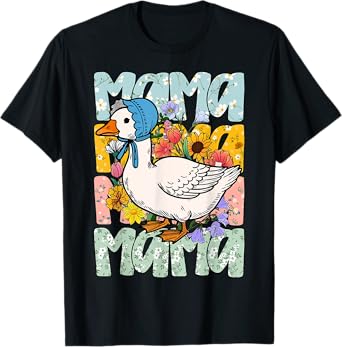 Mother's Day Boho Floral Mama Goose Mom Silly Goose Womens T-Shirt
