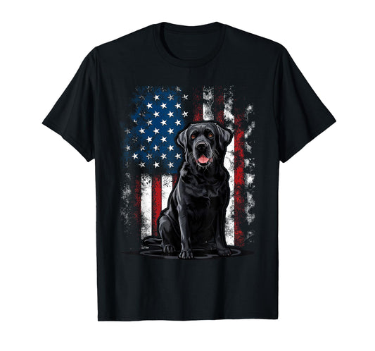 American Black Labrador USA Flag Lab Owner T-Shirt
