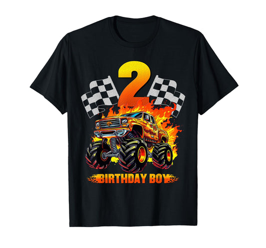 2 Year Old Birthday Monster Truck 2nd Birthday Boy Kids T-Shirt