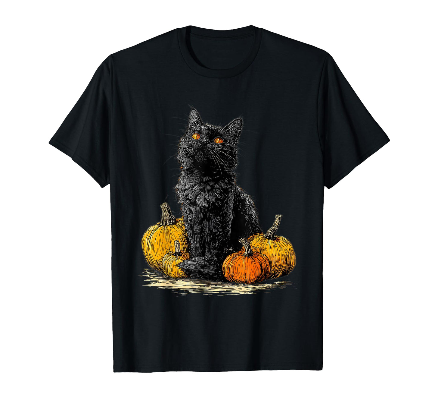 Black Cat Funny Halloween Pumpkin Cat Lover Cat Mom Dad T-Shirt