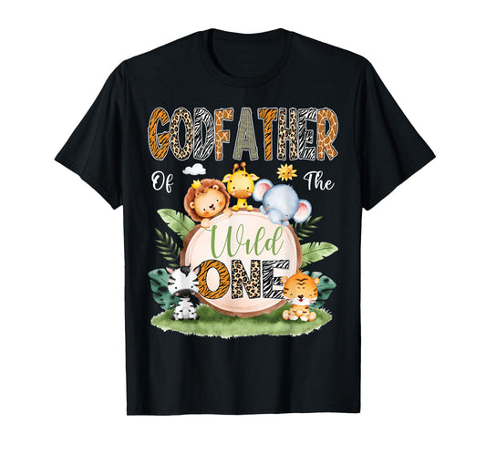GodFather Of The Wild One 1St Birthday Kids Safari Jungle T-Shirt
