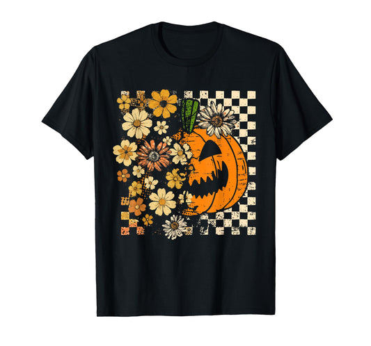 Vintage Pumpkin Flower Halloween Fall Thankgiving Costume T-Shirt
