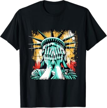 Crying Statue Of Liberty Covering Her Face America Man Woman T-Shirt