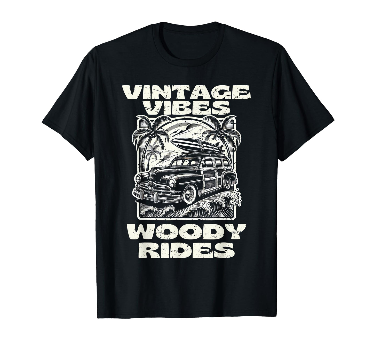 Woody Wagon Woodie Wagon Vintage Car Car show Beach Wagon T-Shirt