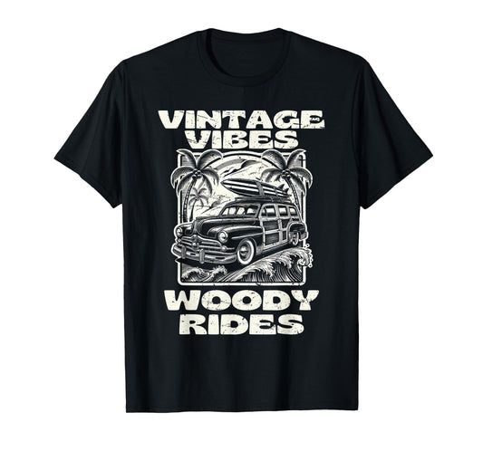 Woody Wagon Woodie Wagon Vintage Car Car show Beach Wagon T-Shirt