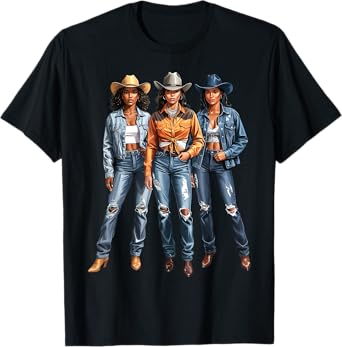 Black African American Cowgirl Western Country Texas Girls T-Shirt