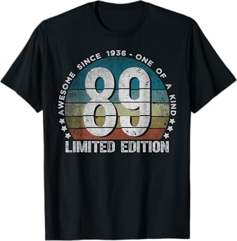 89 Year Old Gifts Vintage 1936 Limited Edition 89th Birthday T-Shirt
