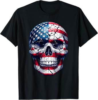 USA Skull American Flag Skeleton 4th of July Patriotic USA T-Shirt