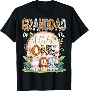 Granddad Of The Wild One 1St Birthday Safari Jungle Woodland T-Shirt