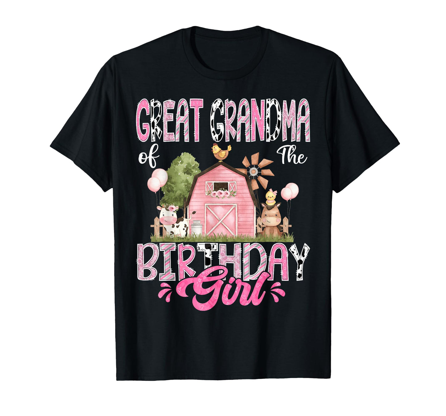 Great Grandma Of The Birthday Girl 1St Birthday Cow Farm T-Shirt