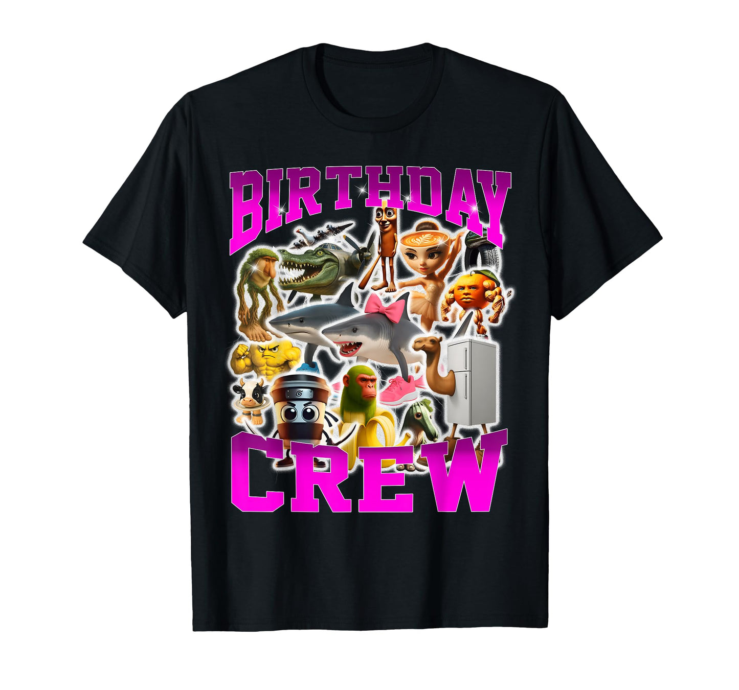 Birthday Crew Meme Funny Brainrot Design T-Shirt
