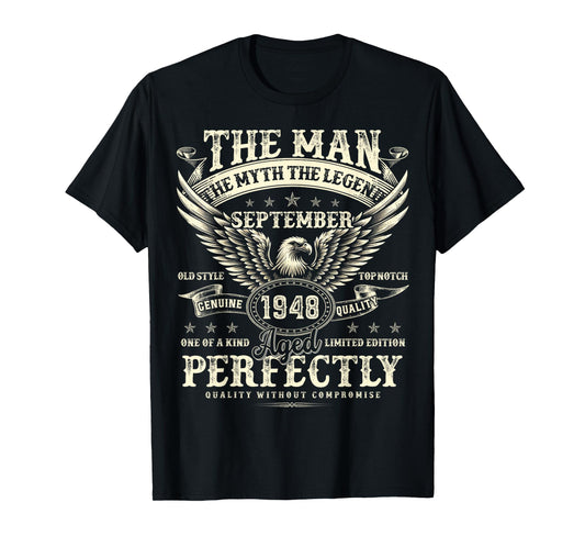 77 Year Old Legend were Born in September 1948 Birthday T-Shirt