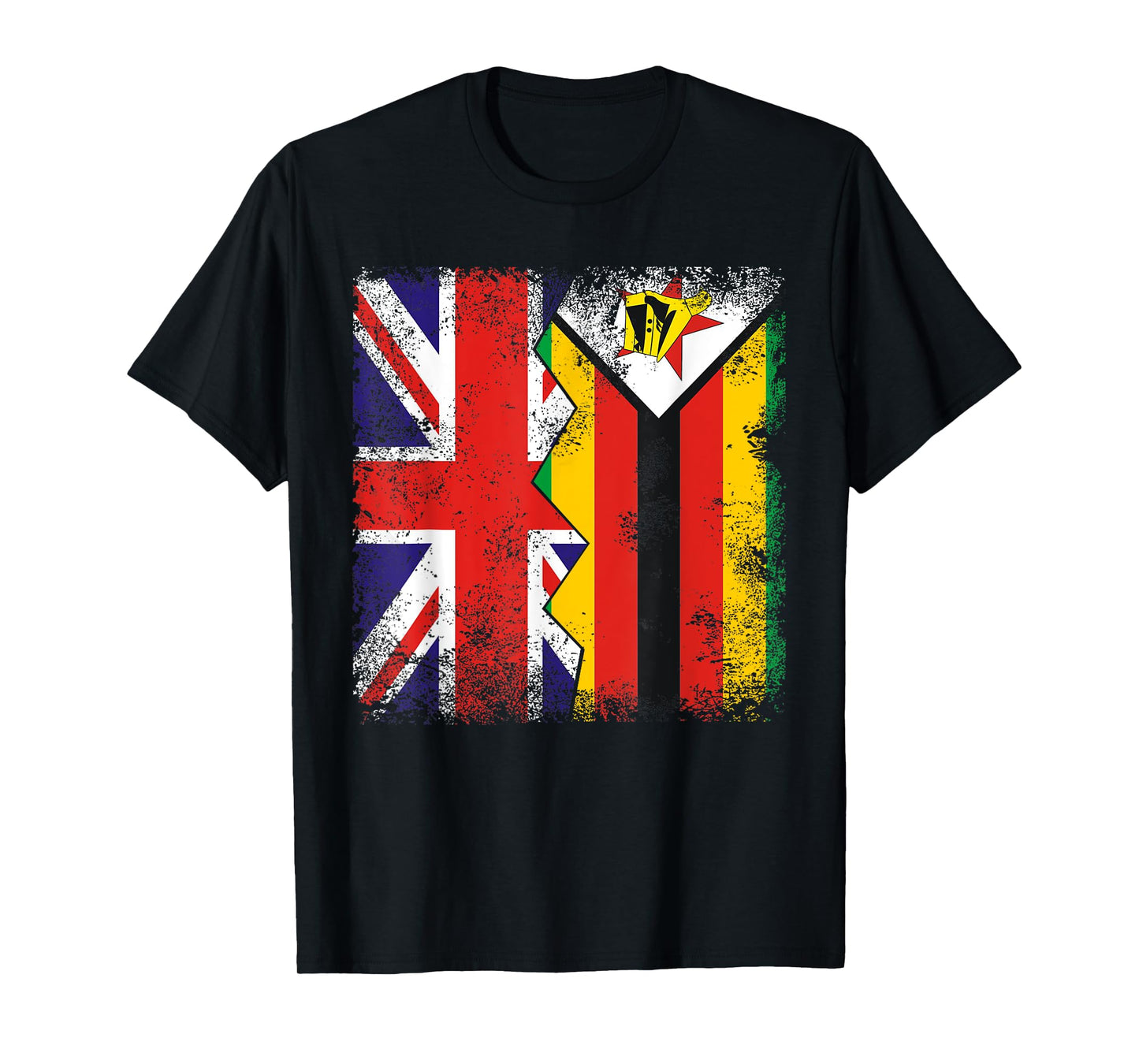 Zimbabwean Roots | Half British Flags | UK Zimbabwe Vintage T-Shirt