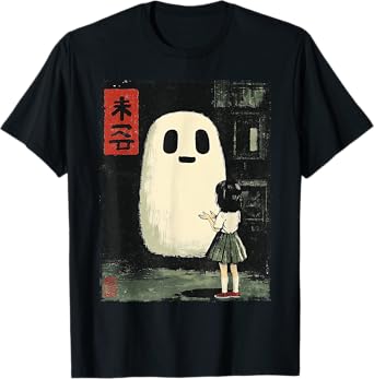 Japanese Friendly Ghost Spooky Anime Halloween Graphic Tee T-Shirt
