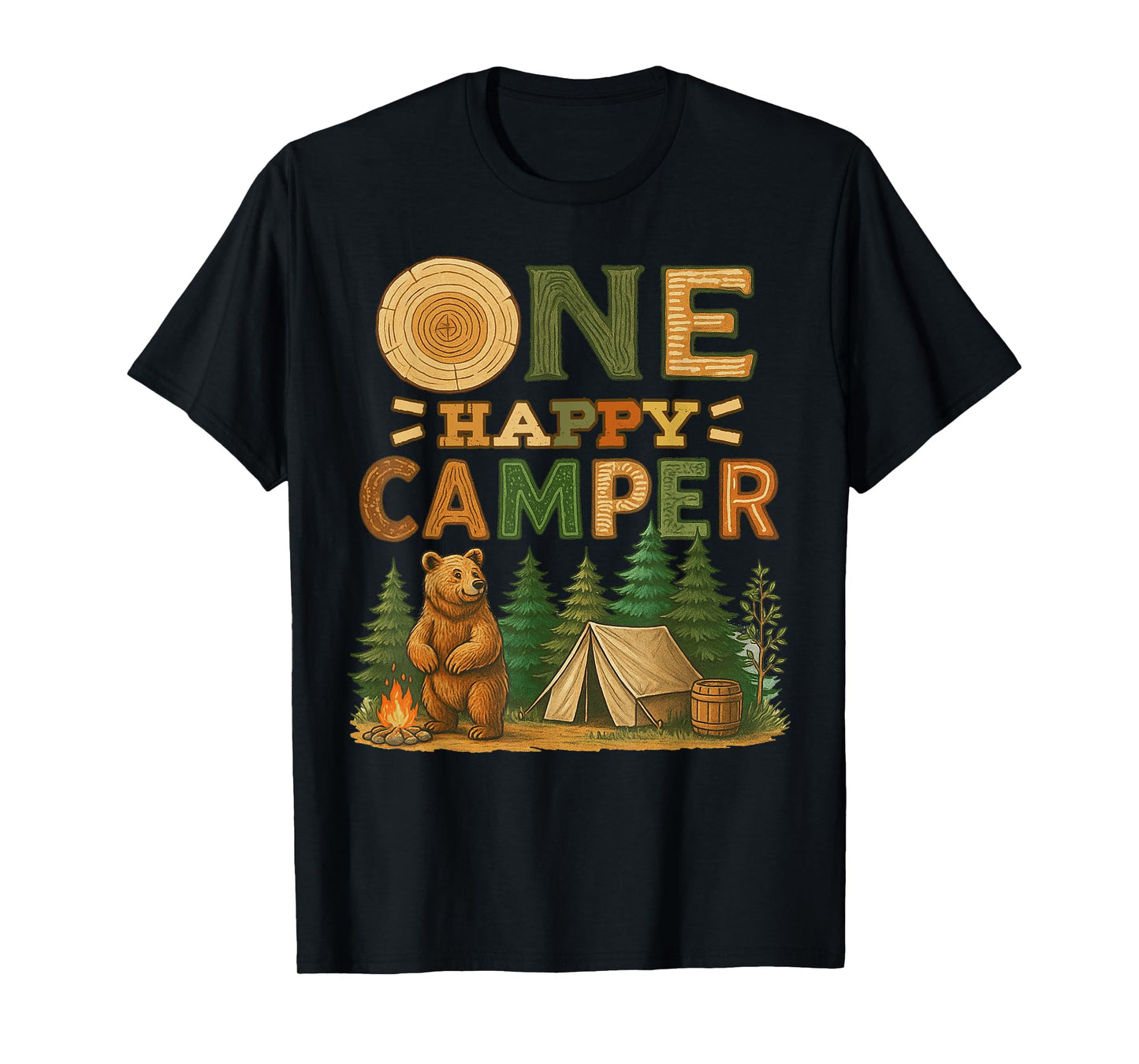 One Happy Camper Matching Family Birthday Party Camping T-Shirt