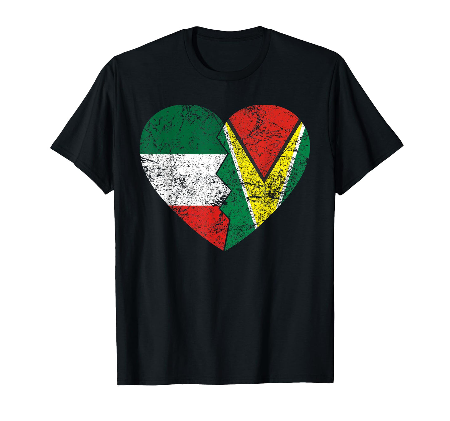 Guyanese Italian Flags Heart | Italy Guyana Roots Vintage T-Shirt