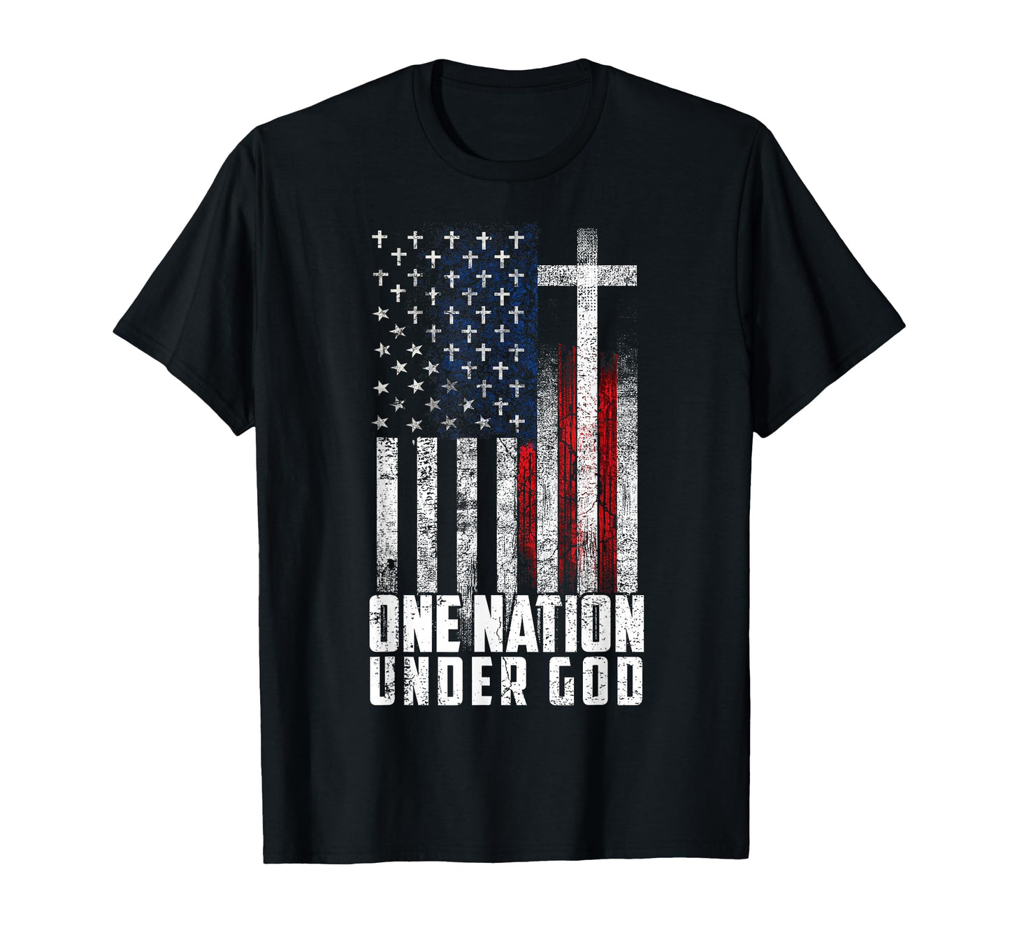 One Nation Under God Flag 4th Of July Patriotic Christian T-Shirt