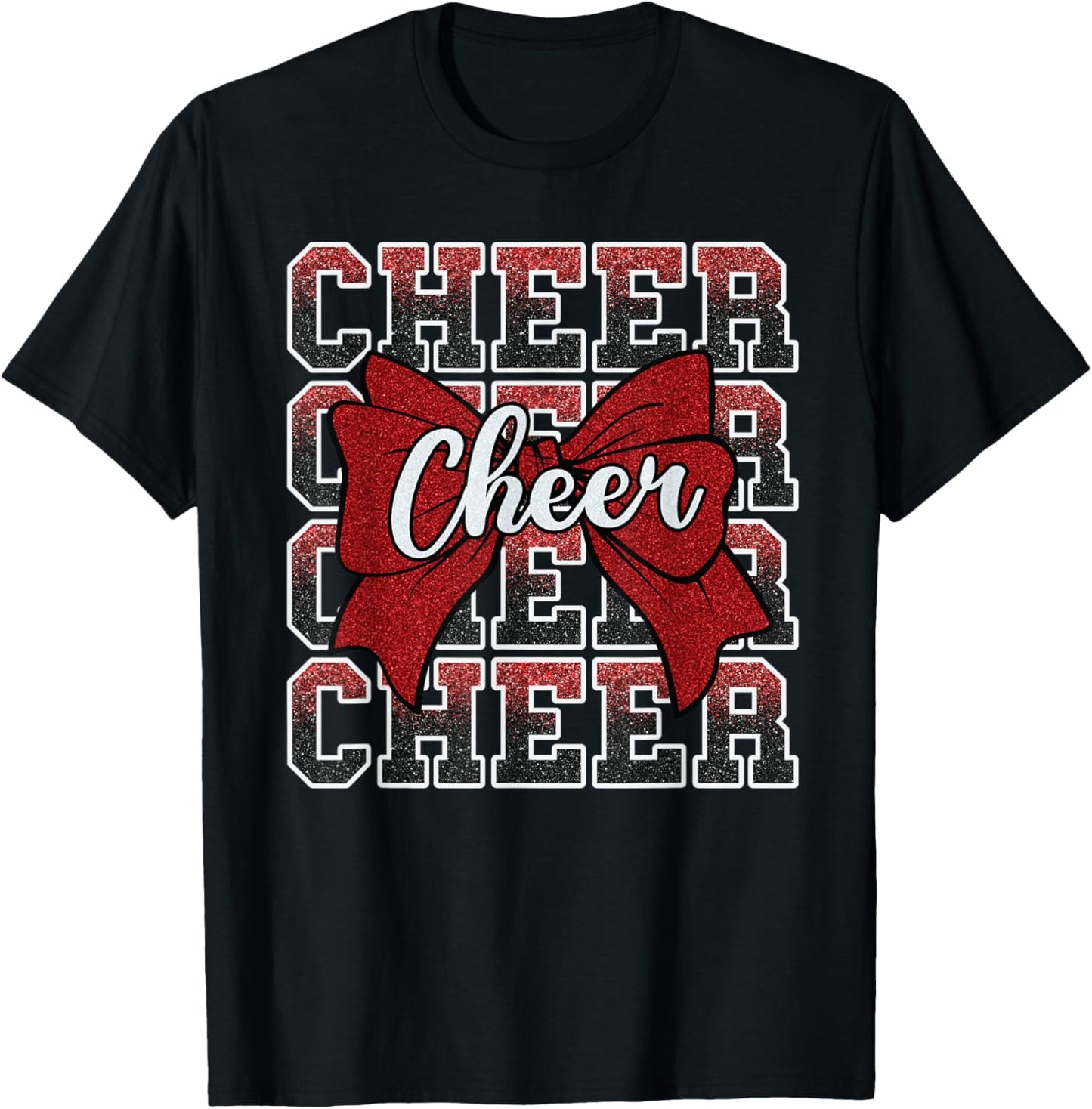 Coquette Cheer Bow Funny Sport Cheerleader Cheerleading Red T-Shirt