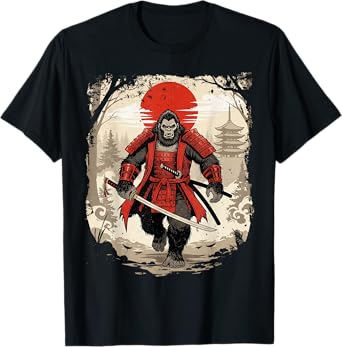 Samurai Bigfoot Japanese Art Vintage Graphic Funny Sasquatch T-Shirt