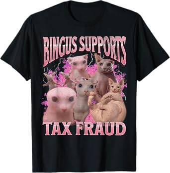 Bingus Supports Tax Fraud Funny Sphinx Cat Meme Bootleg T-Shirt