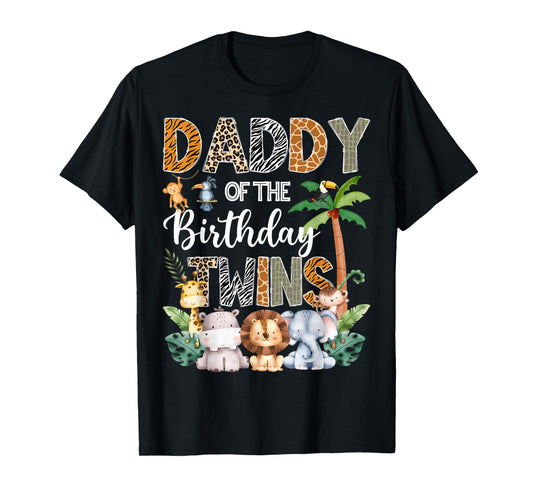 Daddy Of The Birthday Twins Safari Jungle Animal Lover T-Shirt