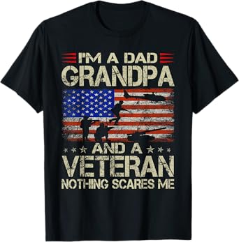 I'm A Dad Grandpa And Veteran Funny Retro Papa Grandpa Gifts T-Shirt