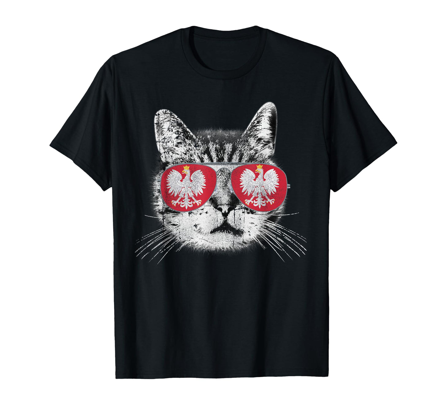 Polish Poland - Flag Cat Vintage Men Women Graphic Cool T-Shirt