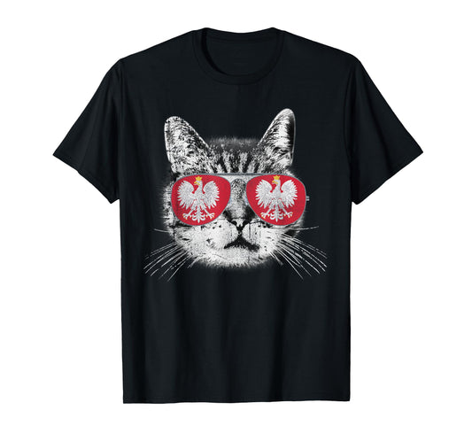 Polish Poland - Flag Cat Vintage Men Women Graphic Cool T-Shirt